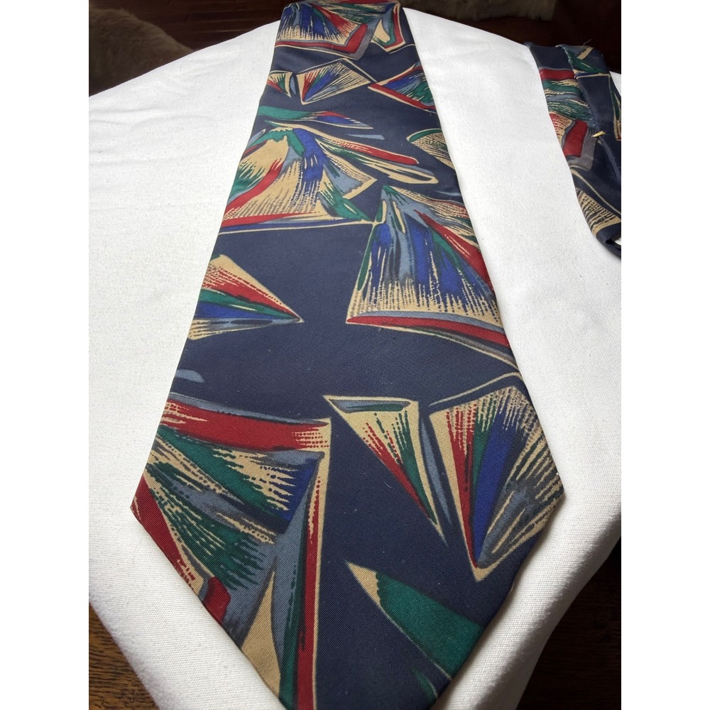 Oscar de la Renta Studio‎ Mens Necktie Navy Blue Print Silk Blend WPL 4075